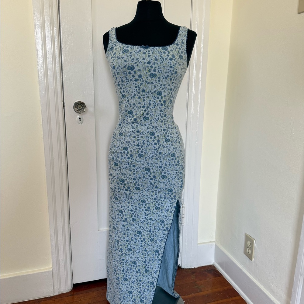 PINK Victoria's Secret Blue Sheath Maxi Dress with Slit